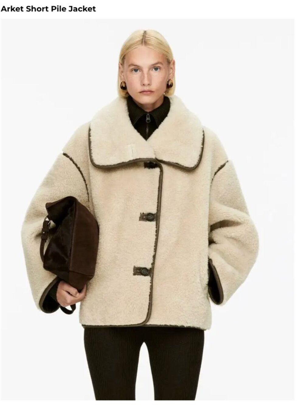 Arket Faux Fur Jacket - XS - Beige